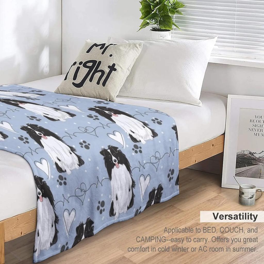 LOVE черно-белое одеяло для собак шелти, шотландская овчарка, покрывала, одеяла, украшения для диванов