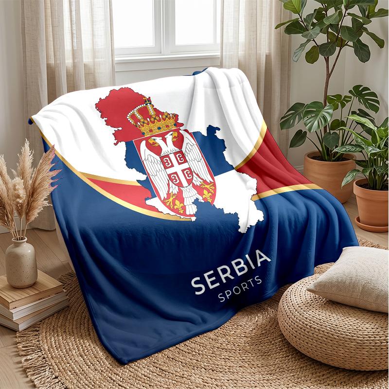 Serbia Printed Flannel Blanket Skin Friendly Warm Decorative Throw for Indoor Couch Bed Daily Use