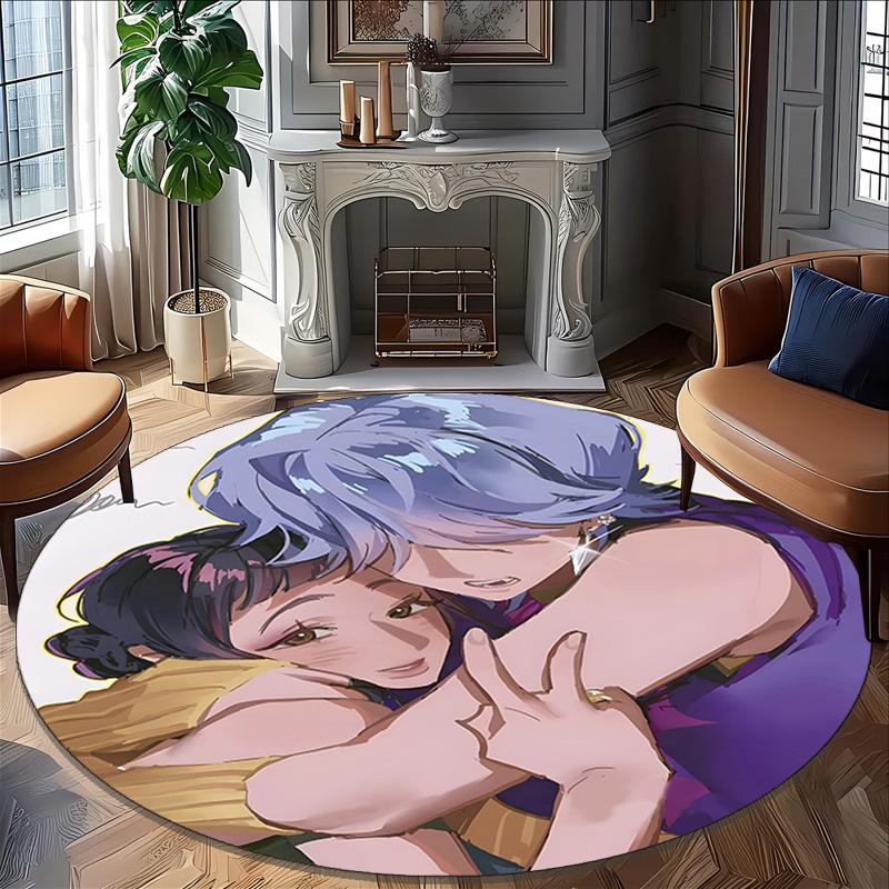 1pc KPop Demon Hunters29 Print Round Carpet Chair Round Carpet Suitable for Bedroom Living Room Home Decorative Carpet