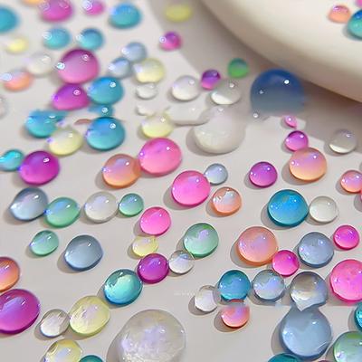 Красочные русалочьи пузырьковые бусины для ногтей, плоские конфетные полукруглые русалочьи алмазные макароны для ногтей
