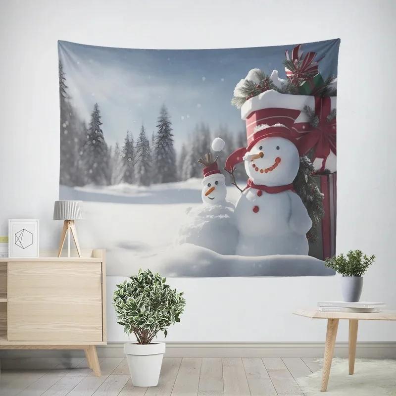 Рождественский новогодний узор снеговика гобелен гостиная диван домашний декор гобелен