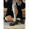 Lan Cabinet 2025 New Retro Square Head Thick Heel One Pedal Loafers High Heel Small Leather Shoes Women's British Style Shoes