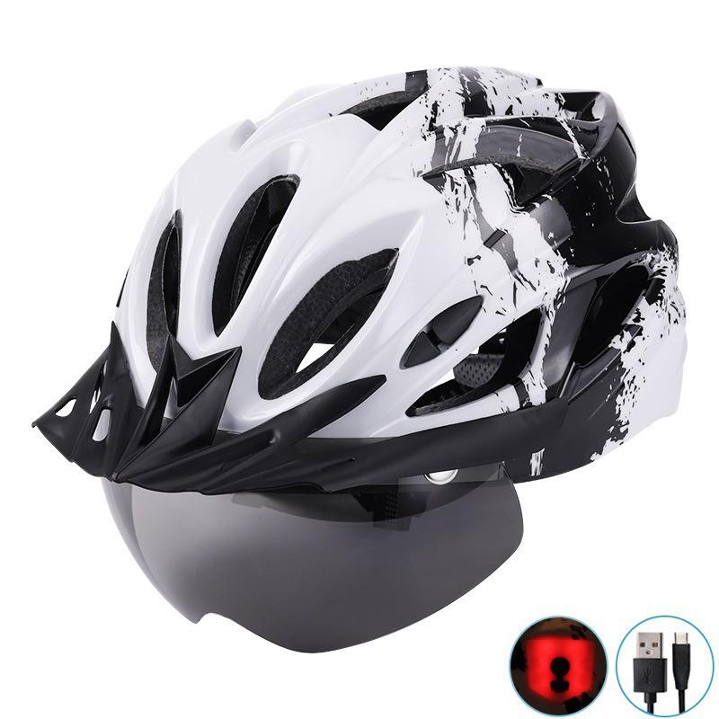 Integrated Cycling Helmet With Magnetic Snap-on Visor Rear LED Light Unisex Mountain Bike Half EPS Foam CE CPSC