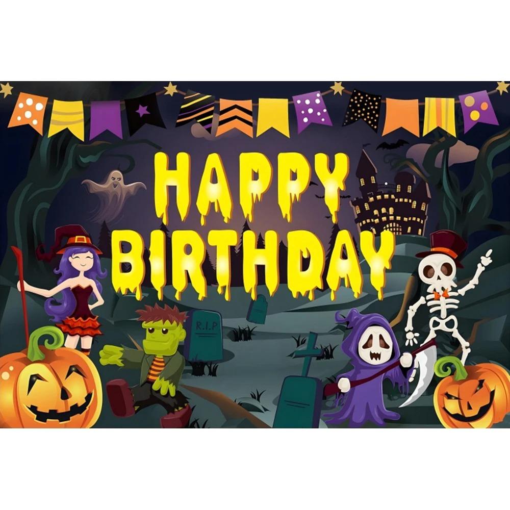 Счастливого Хэллоуина вечеринка украшение подвесная ткань ужас луна тыква ведьма летучая мышь замок фотостудия фон ткань