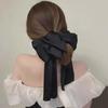 French Black Satin Bow Ribbon Hairpin for Women