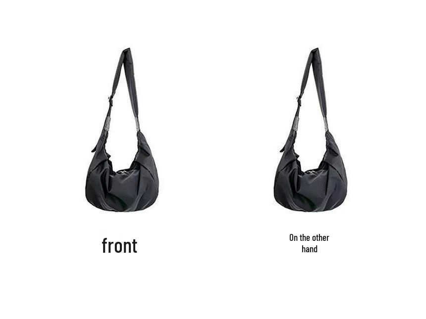 Корейская холщовая сумка кроссбоди с широким ремнем для женщин - Нишевый дизайн, плиссированная сумка-пельмень на плечо