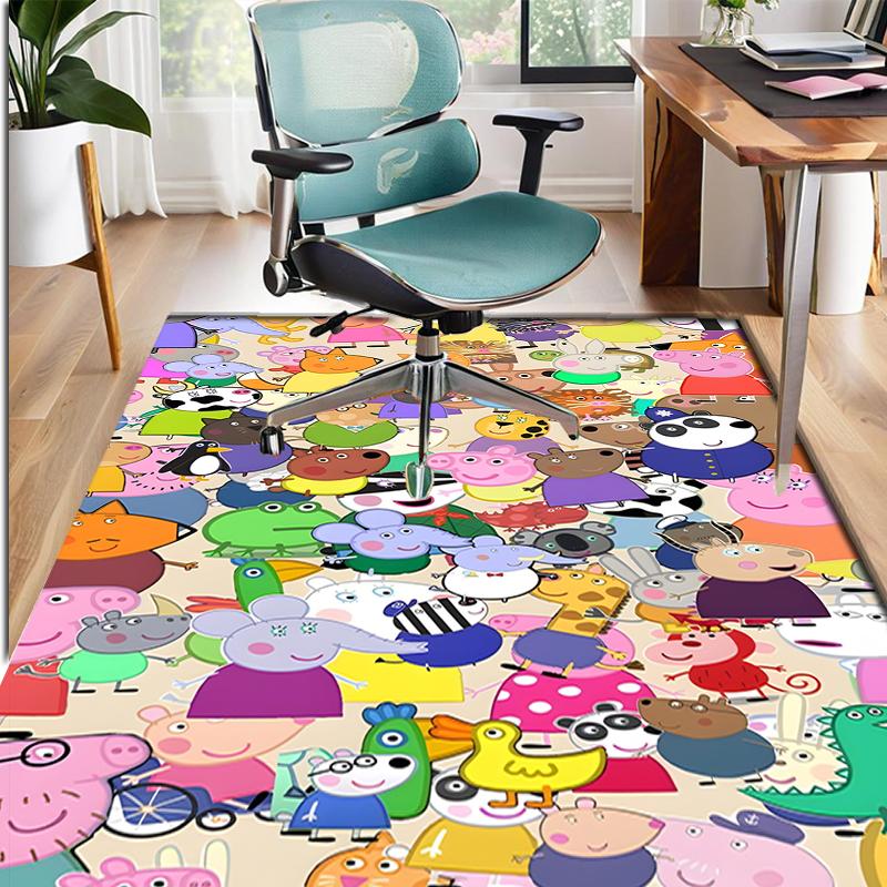 Peppa Pig Pattern Rug, Indoor/Outdoor Mat, for Picnic, Gameroom, Bedroom, Office, Living Room, Home Decor Carpet, Birthday Gift