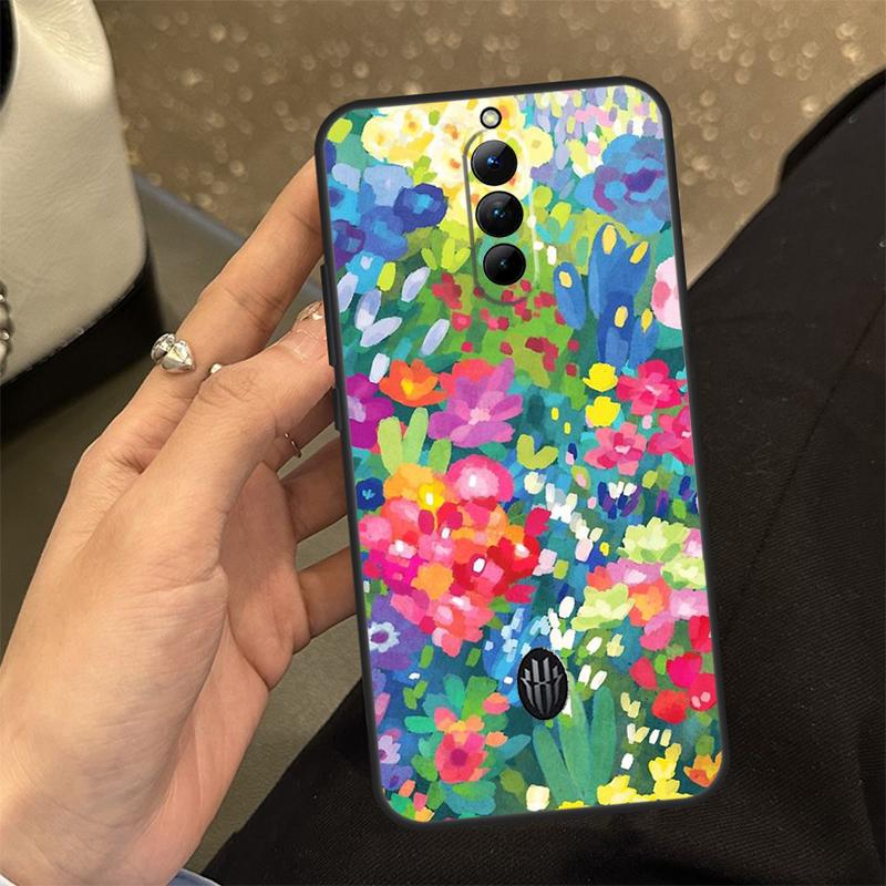 Яркий чехол-пенал с рисунком цветов для ZTE Nubia Red Magic 11 10 9 8 8S 9S 10S Pro Plus 6 7 6S 7S RedMagic 10 Air