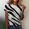 Новинка 2024 года, женская футболка с круглым вырезом, полосатый принт с короткими рукавами, летний дышащий топ, повседневная свободная женская футболка