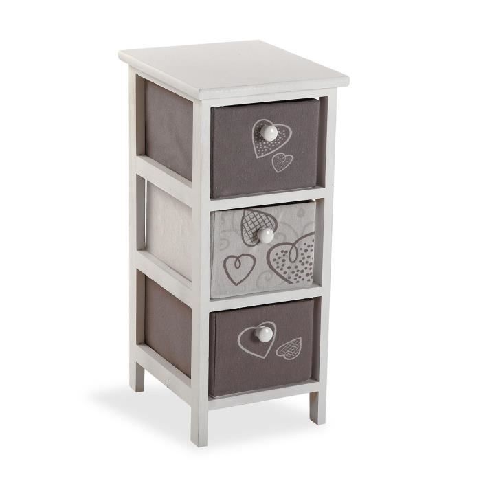 Armoire Étagère De Salle De Bain Cozy - 56 X 25 X 30 Cm - Commode Avec 3 Tiroirs De Rangement En Bois - Gris Et Blanc - Versa