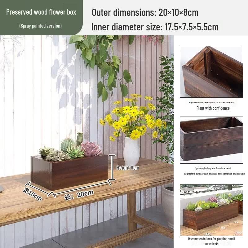 HANDUNYOU Outdoor Anti-corrosion Wooden Planter Box