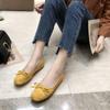 Round Toe Yellow with Bow Shoes for Woman 2024 Women's Summer Footwear Cute Green Kawaii A Popular Beau Today Genuine Mark Trend