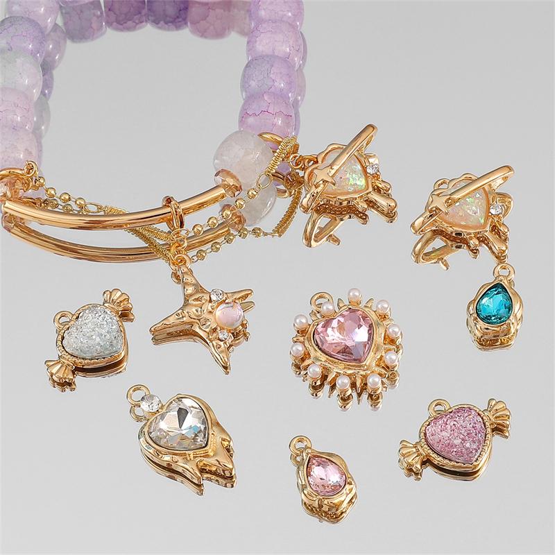 Подвеска из алмазного сплава в форме сердца, звезды и луны, ожерелье, браслет, серьги, аксессуары для ювелирных изделий своими руками