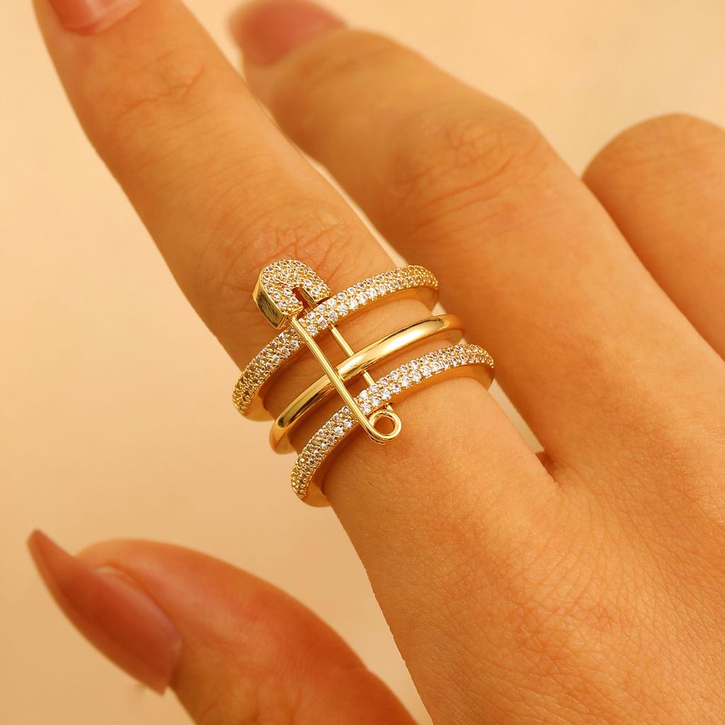 Высококачественное новое кольцо 2026 года, лидер продаж, трехцветное кольцо-разъемное кольцо, женское, с микроинкрустацией цирконами, кольцо-булавка, оптовая продажа