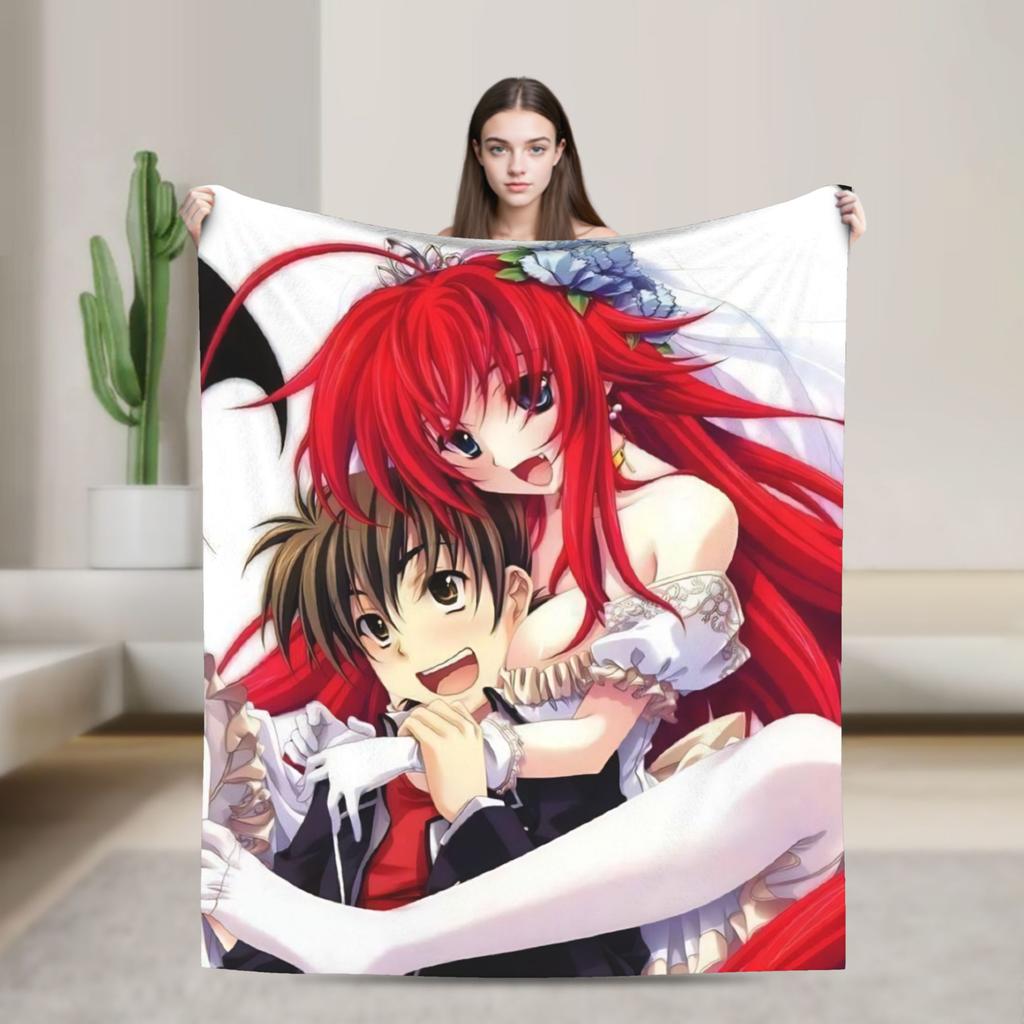 High School DxD Flannel Blanket Anime Super Warm Throw Blanket for Living Room Decorative Funny Bedspread Sofa Bed Cover