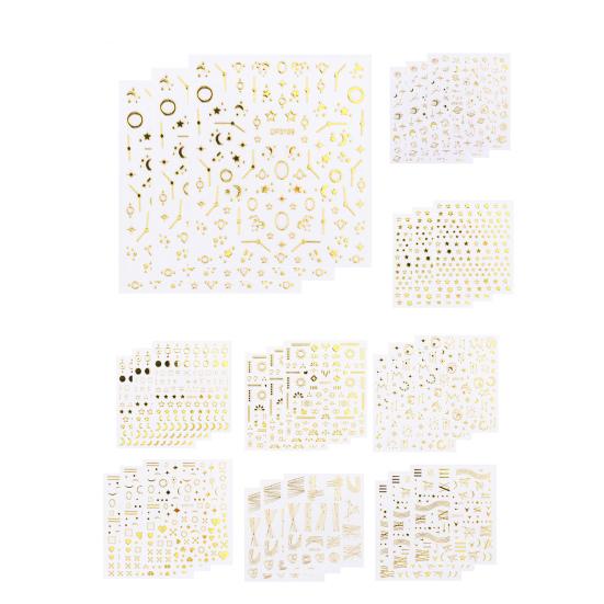 3Pcs/Set Nail Decals Non-Fading Luxury Ultra Thin Decoration Stickers Sparkly Geometry Decals