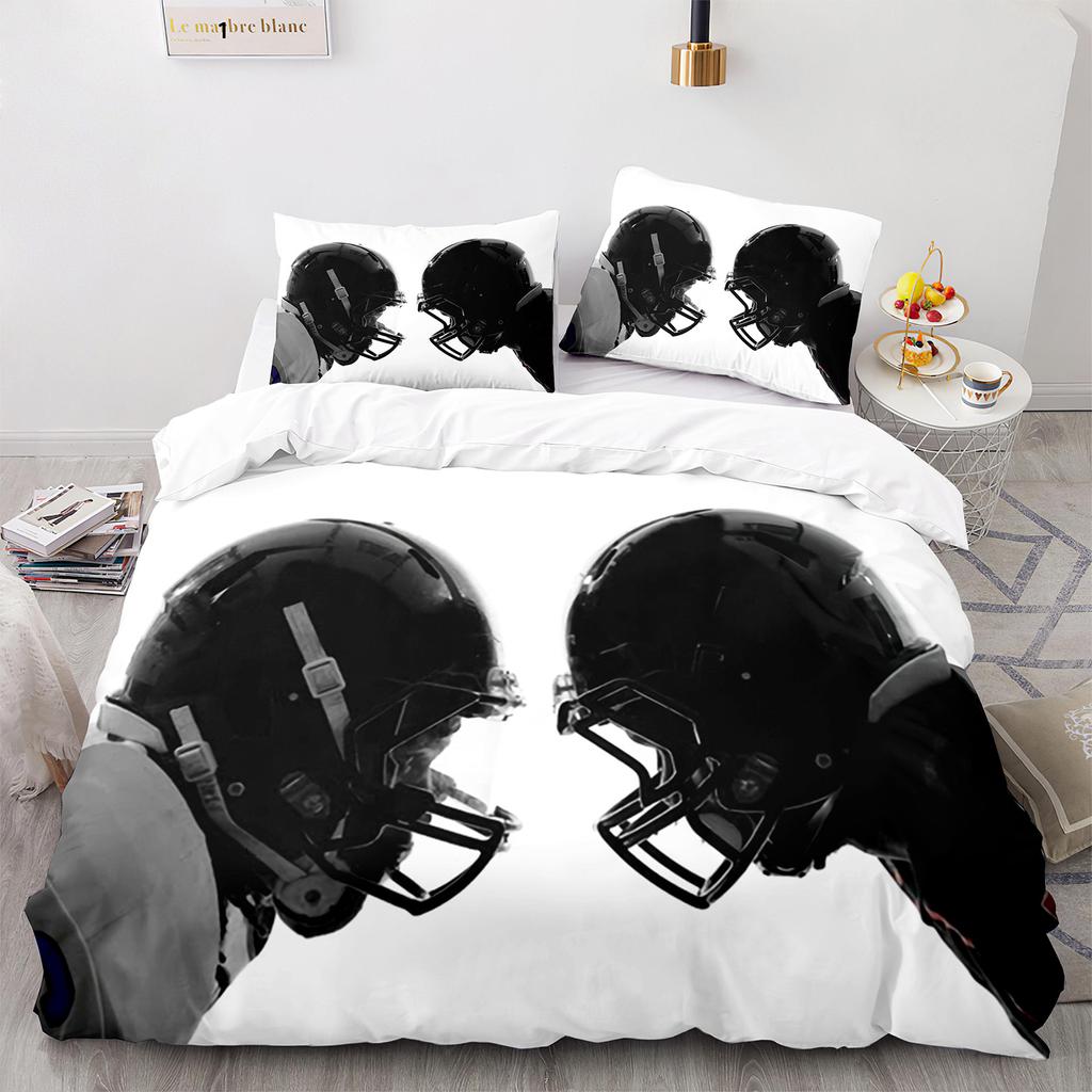 American Football Duvet Cover Set Queen/Full/King Size Skull Bedding Set 3pcs for Kids Boys Teens Sports Gaming Comforter Cover