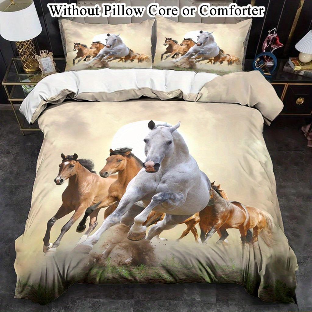 Horses Bedding Set Animal Soft Polyester Duvet Cover Set Quilt Cover With Pillowcase For Bedroom Decor Birthday Gift For Girls