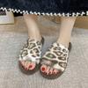 Shoes Female High Quality Open Toe Women's Slippers Warm Casual Slippers Women Leopard Round Toe Low Flat Heel Shoes Women