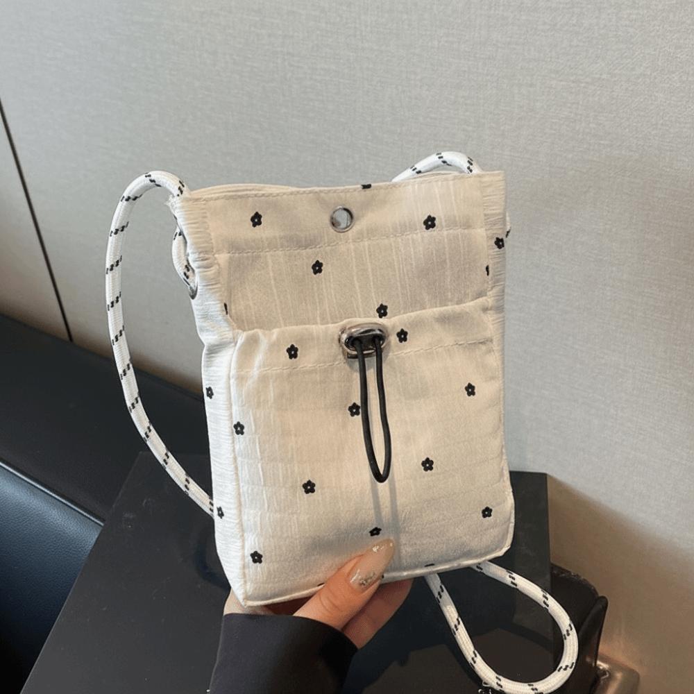 Flower Printed Pleated Cloud Crossbody Bag Lightweight Folded Slant Bag Phone Shoulder Bag  Daily