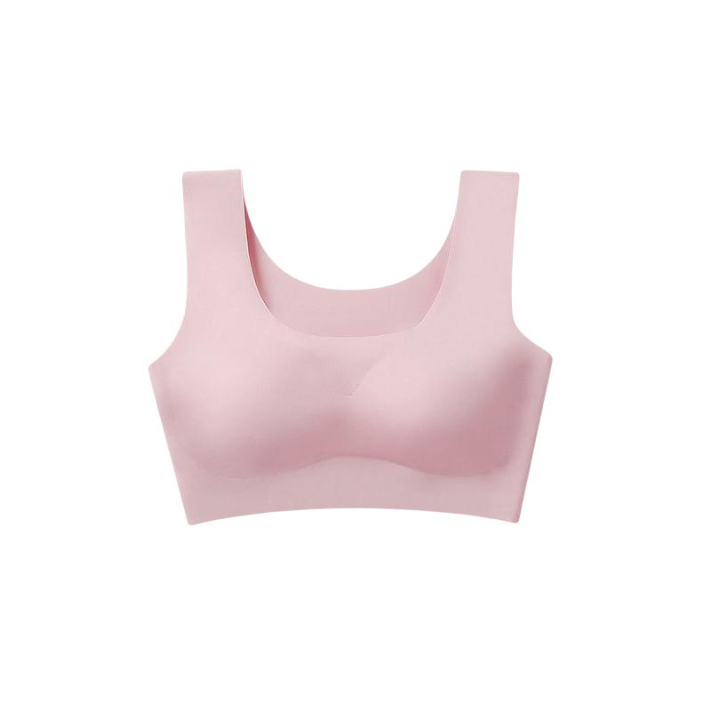 One-Piece Seamless Gathering Padded Bra For Women Solid U Neck Soft Smooth Full Cup Underwear Thin Casual Sleeping Bra