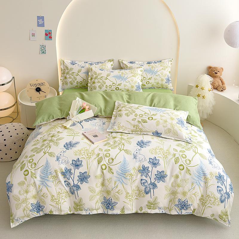 Комплект из четырех предметов из чистого хлопка, утолщенный и шлифованный, комплект из трех предметов из хлопка для общежития