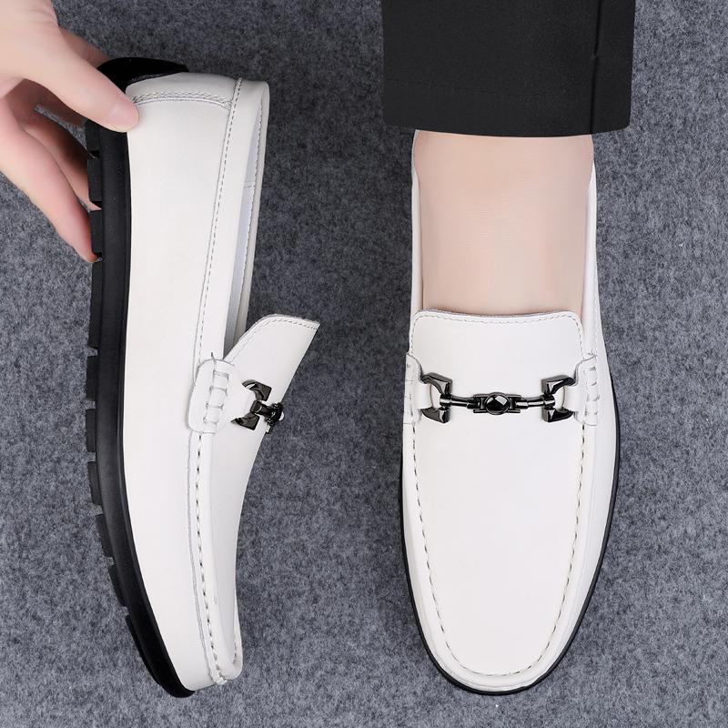 Handmade Male Comfortable Walking Shoe Genuine Leather Mens Slip On Shoes Fashion Mens Lightweight Loafers All-match Male Shoes