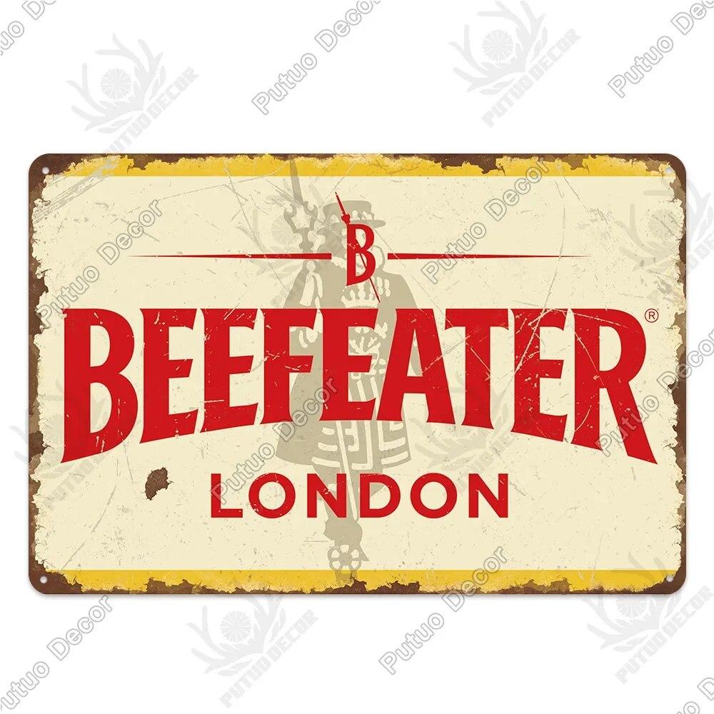 Putuo Decor Classic Gin Vintage Metal Sign Wine Tin Sign Decorative Plaque for Bar Pub Club Decoration Wall Decor Alcohol Sign