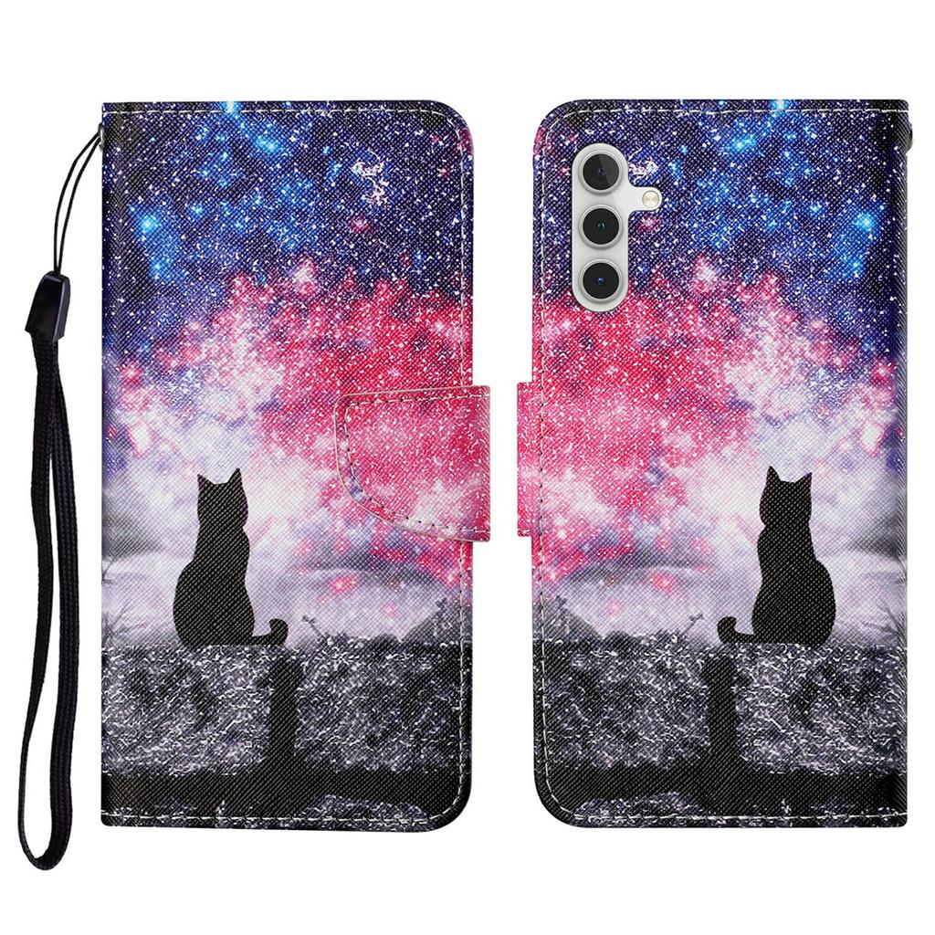 For Samsung Galaxy A17 5G Case Pattern Printing Protective Leather Folio Phone Cover with Wrist Strap
