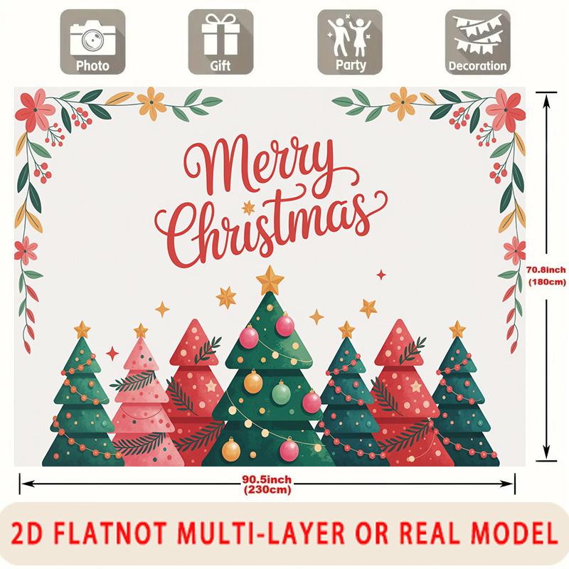 Party Backdrop Christmas Floral Flat Merry Festive Border Multi Layered Celebrations Event Backdrop Decoration Front Door Decor