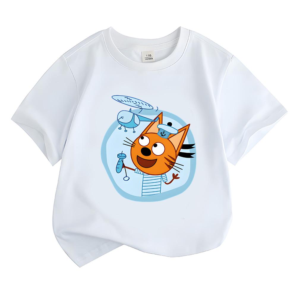 Детская футболка с мультяшным принтом Kid-e-cats Повседневная Кавайная Футболка для Мальчиков и Девочек Забавная Футболка с Графикой 100% Хлопок Удобная Футболка с Коротким Рукавом
