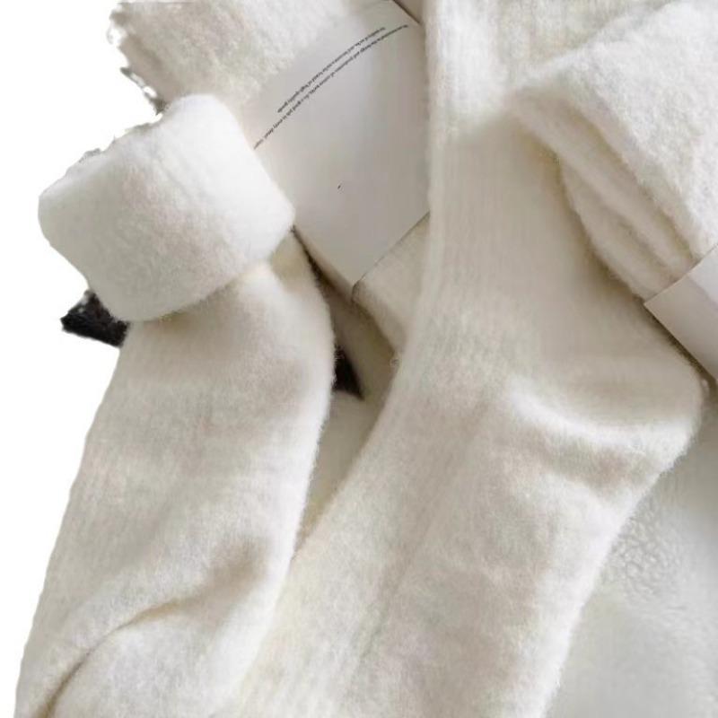 Luxury Cashmere Wool Socks for Women, Soft Color, Smooth Solid Color Matching All Seasons Warm and Sweat-Absorbing Sleeping Outdoor Sports Socks