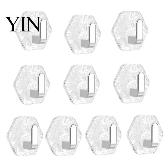Sleek Design Wall Hooks Acrylic Adhesive Hooks, Hexagonal Wave Shape, No Drilling Easy Installation Hook, Modern Style Clear for Bathroom Kitchen