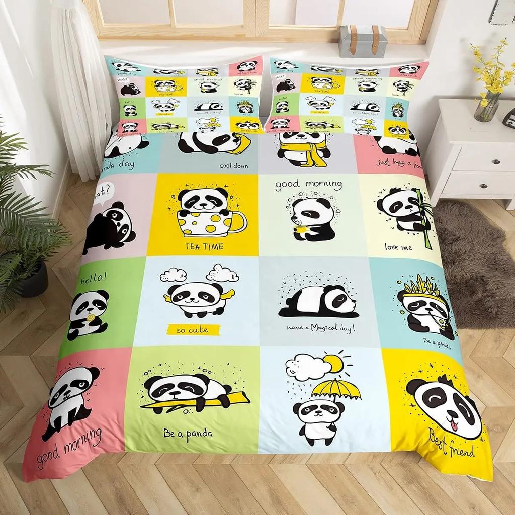 Комплект пододеяльников с изображением панды, размер King, черно-белый комплект одеяла с изображением животных и наволочками, звездное небо, синий, ультрамягкий пододеяльник