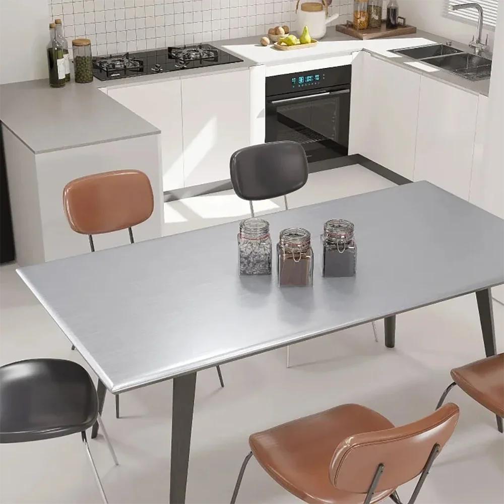 Waterproof Stainless Steel 40cm Metal Brushed Silver Wall Sticker Kitchen Living Room Refrigerator Countertop Adhesive Wallpaper