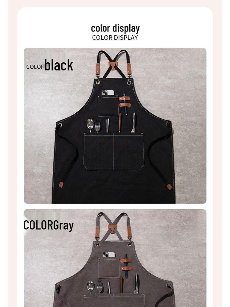 Canvas Kitchen Apron - Thick, Printed Waist Apron for Cafe, Waiter, and Milk Tea Shop