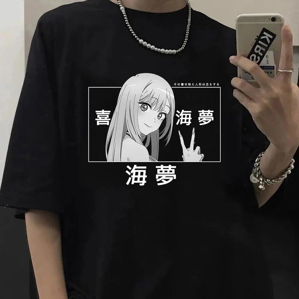 Футболки с изображением аниме My Dress Up Darling Kitagawa Marin, повседневная свободная футболка с короткими рукавами, летняя футболка большого размера из 100% хлопка, топы