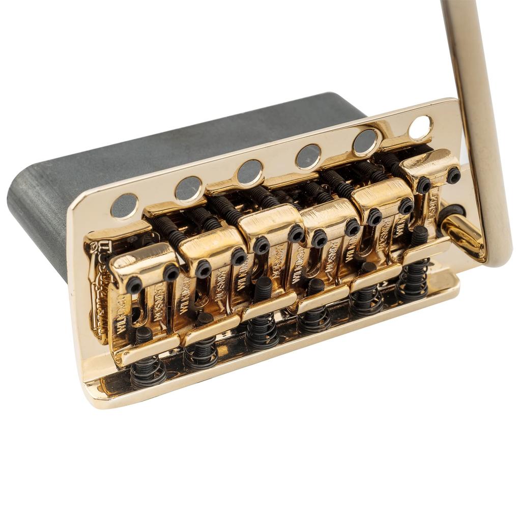 Wilkinson Tremolo Bridge Unit with Vintage Steel Saddles and Full Steel Block for USA Vintage Strat Gold WVC-SB 6-Point Strat/Japanese Guitars,