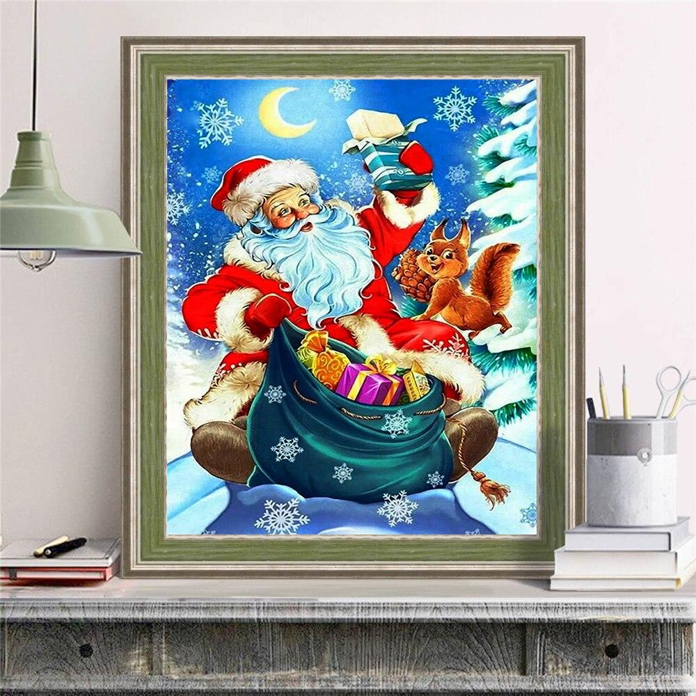 Алмазная картина Санта-Клаус, художественная распродажа со стразами, Алмазная вышивка, мультяшная мозаика, снег, рукоделие, Рождественское украшение