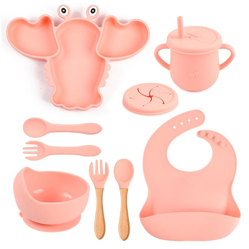 Lobster Silicone Baby Feeding Kit, 8 pieces, BPA-free suction cups