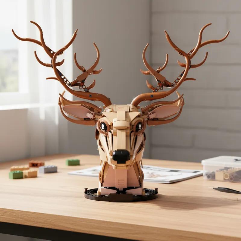 Creative Wildlife Deer Building Kit MOC Assembly Bricks Desktop Collectible Models Birthday Christmas Gifts for Kids 1017pcs
