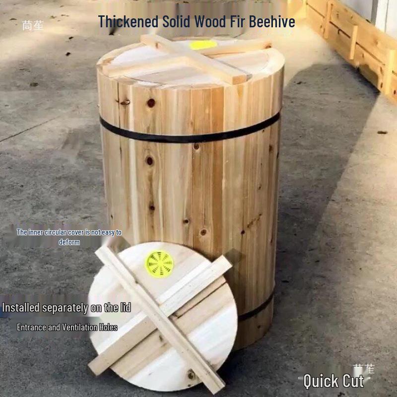 Fir Wood Horizontal Beehive with Inner Lid - Traditional Soil-Raised Design