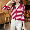 Весна и осень Новая мода корейская версия полосатый поддельный два топа с длинными рукавами в иностранном стиле омолаживающий универсальный свитер женщина в свитерах