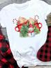 (Азиатский размер) Счастливого Рождества футболка Топ фестиваль акварель милый Новый год Праздник Повседневный Леди Короткий рукав Мода Женщины Принт Графические футболки