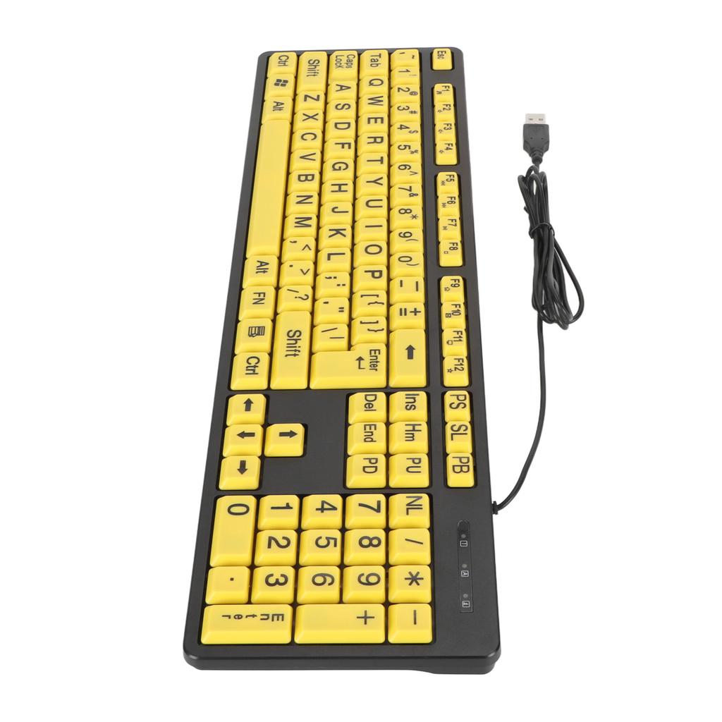 104 Keys Large Print Computer Keyboard USB Wired Keyboard for Students Elderly Visually Impaired Individuals