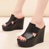 Тапочки на платформе, женские летние туфли на толстой подошве, сандалии из натуральной кожи, белые 2025, женские босоножки на танкетке, уличные женские шлепанцы