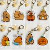 Cartoon Capybara Cartoon Capybaras Keyring Acrylic Kapibala Keyrings  Hanging Accessory
