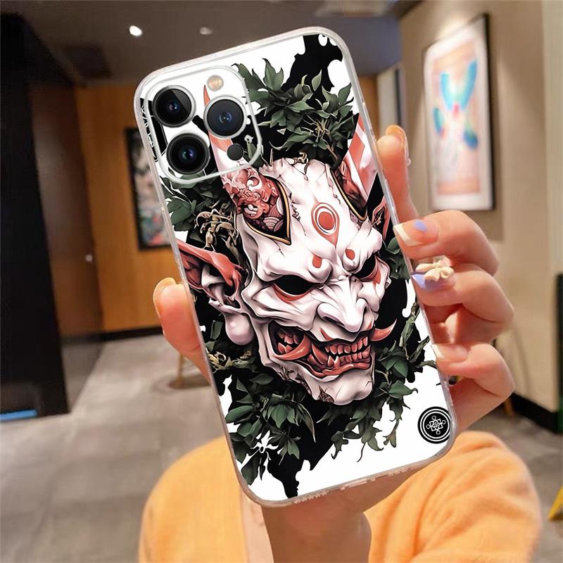 Японская маска Они Дьявольское искусство Чехол для телефона Carcasa Funda Для iPhone 17 Pro Max Air 17 16 15 14 13 Pro Max 15 16 Pro 15Plus