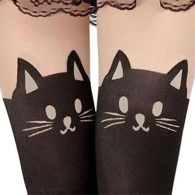 Летняя Мода Милые Длинные Носки Мультяшный Животный Узор Кошки Набедренные Чулки Выше Колена Высокие Носки Принт Кошки Аксессуары Подарки