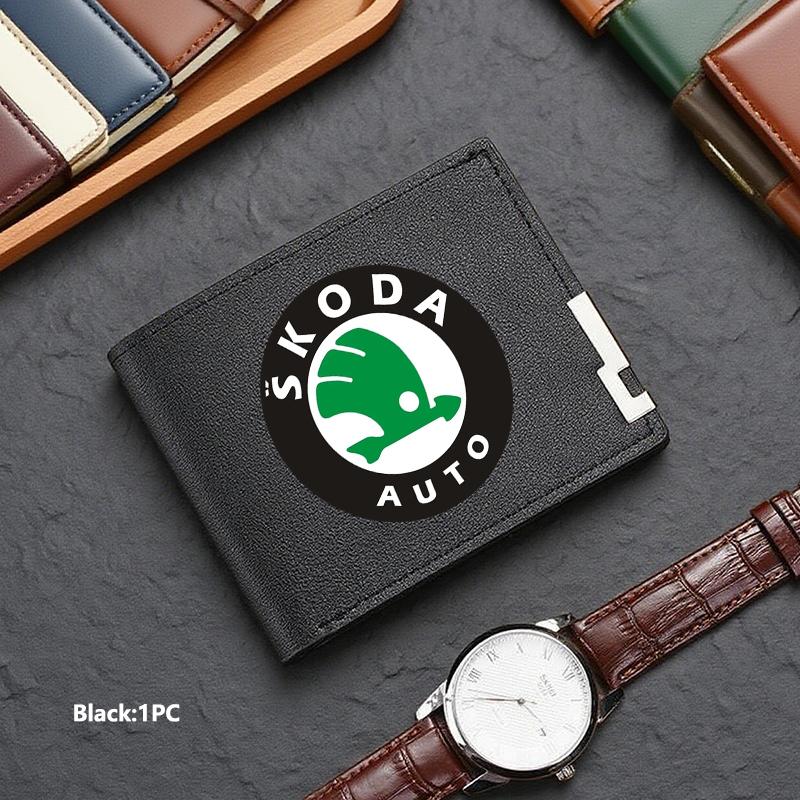 TTJJ2 Men Wallet ID Credit Card Holder License Bag Gift Accessories For Skoda S Kodiaq Octavia 2 3 Yeti Karoq Rapid Fabia VII VRS